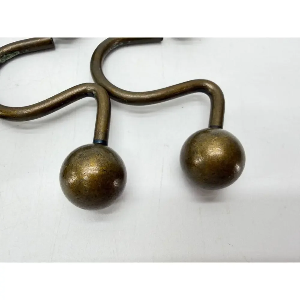 Metal S Shaped Shower Curtain Hooks Ball End Bronze Tone 1.25 lb